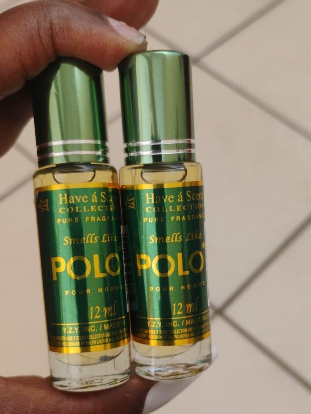 2 Bottles Of Polo-Inspired Fragrance Oil Roller (Green) -
